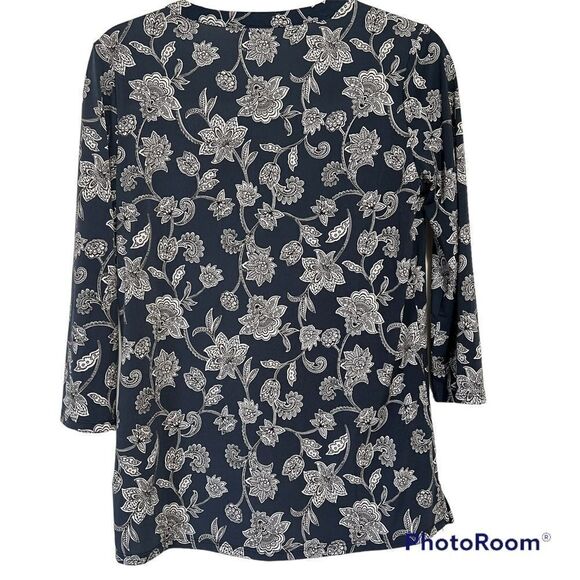 Stitch Fix Magnolia Grace Top Womens Small Floral V-Neck 3/4 Sleeve Blouse - Picture 2 of 6
